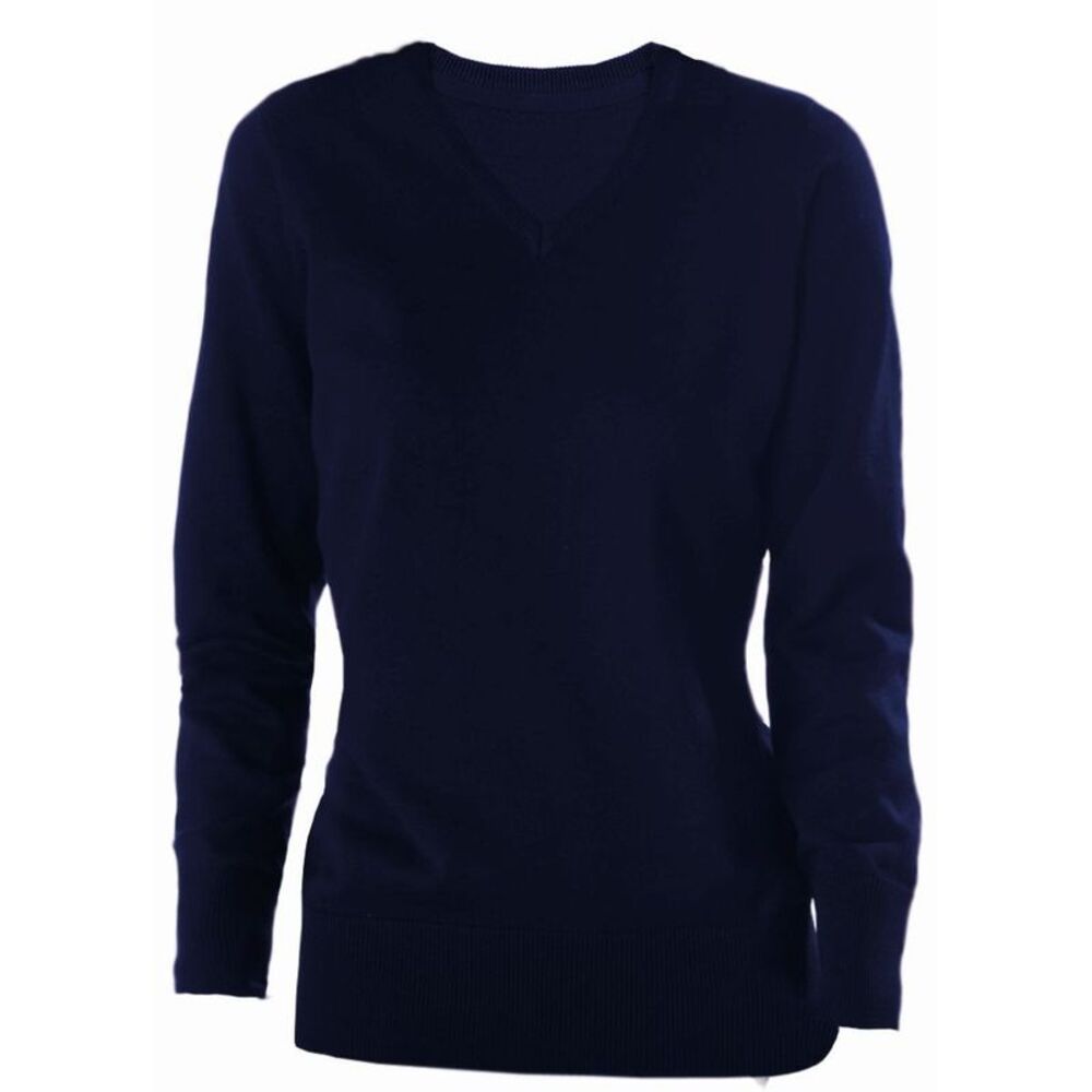 Kariban Womens/Ladies Cotton Acrylic V Neck Sweater / Navy